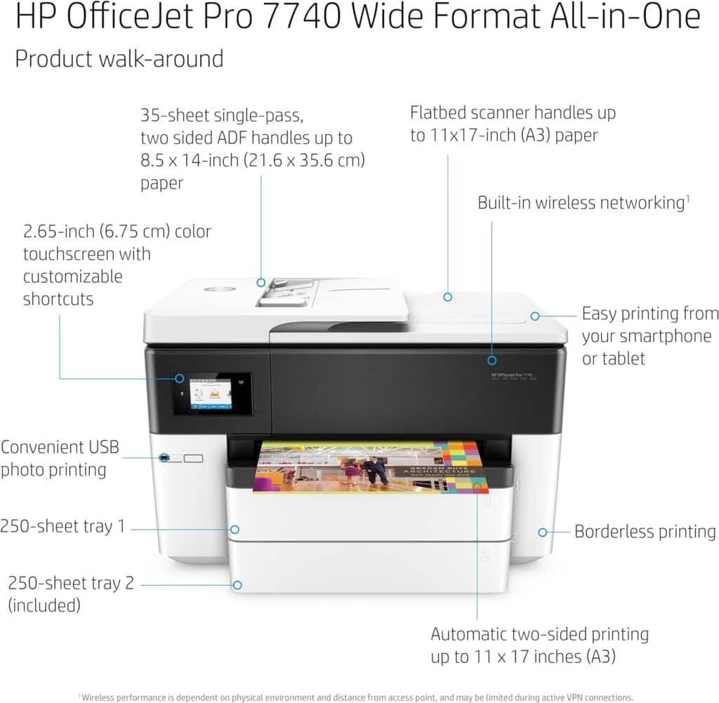 Hp officejet pro 7740 in one colour inkjet wireless printer2